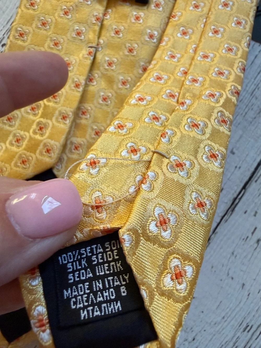 Boss Yellow Geometric Check Silk Tie